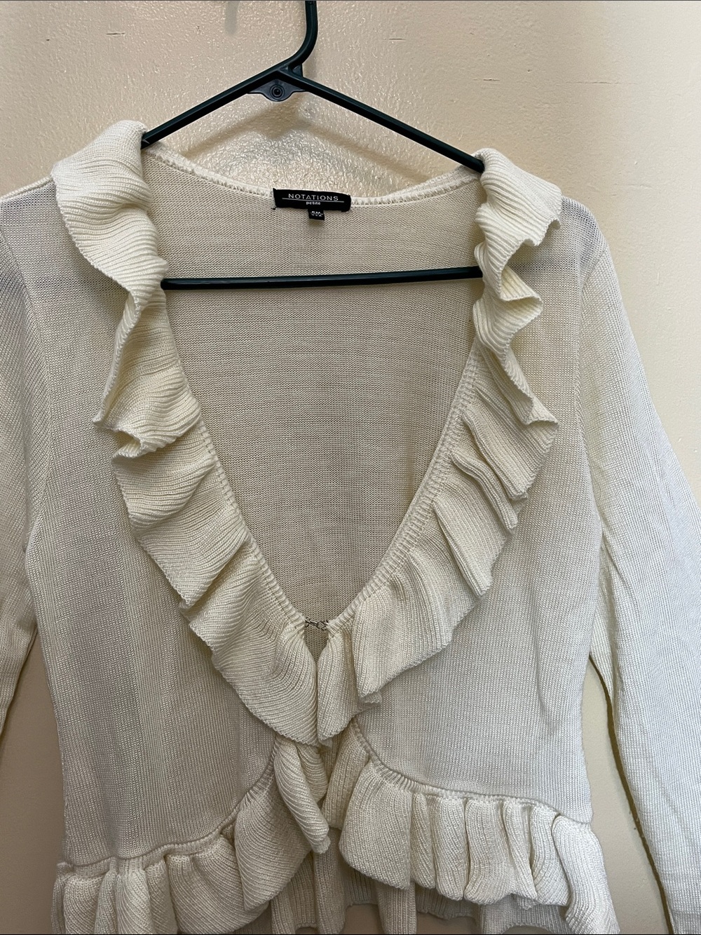 Notations Cream Ruffled Open-Front Cardigan - Picture 4 of 11
